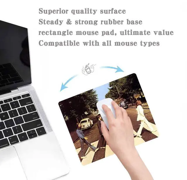 Alt view image 3 of 6 - Gaming Mouse Pad - Non-Slip Rubber Base, Wireless Mouse Compatible, Beatles Forever Live a Wonderful Life Desk Decor