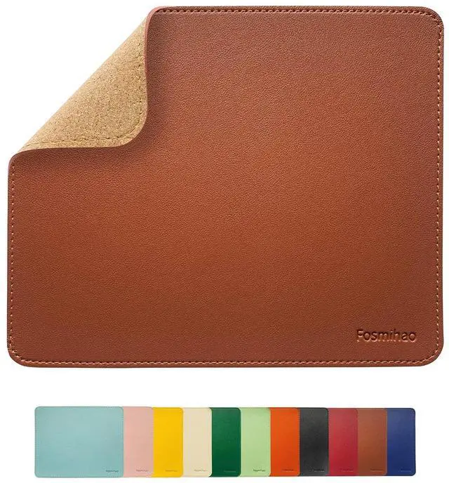 Main image of Leather Mouse Pad - Wood Mouse Pad, Double Side Mouse Pad with Stitched Edge, Waterproof Ultra Thin Mouse Pad for Computers, Laptop, Office & Home, 10.2 x 8.3 Inch, 1 Pack (Brown)