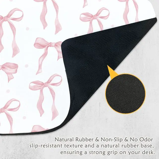Alt view image 4 of 6 - Coquette Pink Bow Mouse Pad, Preppy Girly Blue Mousepad for Work Office, Trendy Decor for Desk, 9.5x8 Inch
