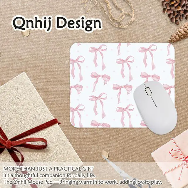 Alt view image 5 of 6 - Coquette Pink Bow Mouse Pad, Preppy Girly Blue Mousepad for Work Office, Trendy Decor for Desk, 9.5x8 Inch