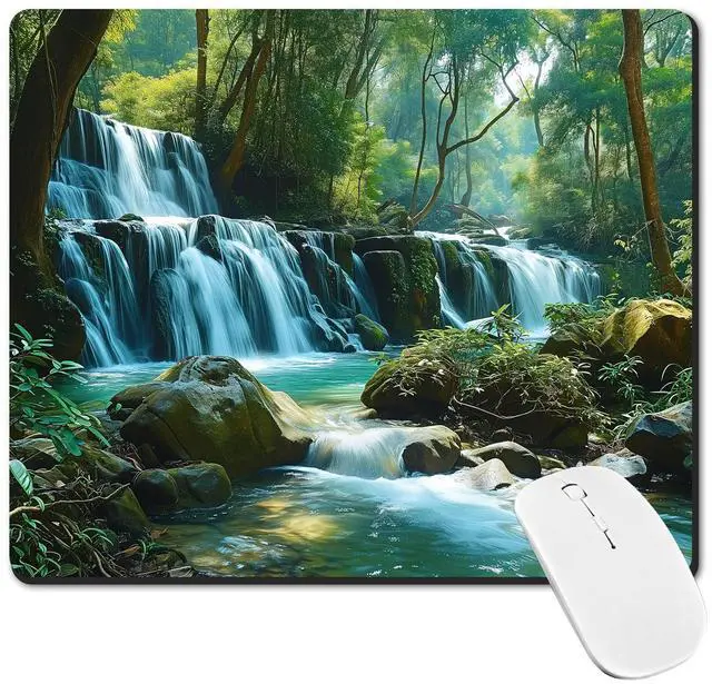 Main image of Mouse Pad, Non-Slip Rubber Base Mouse Mat Waterproof Gaming Mouse Pad for Wireless Mouse, Computers Laptop Home Office (Waterfall)