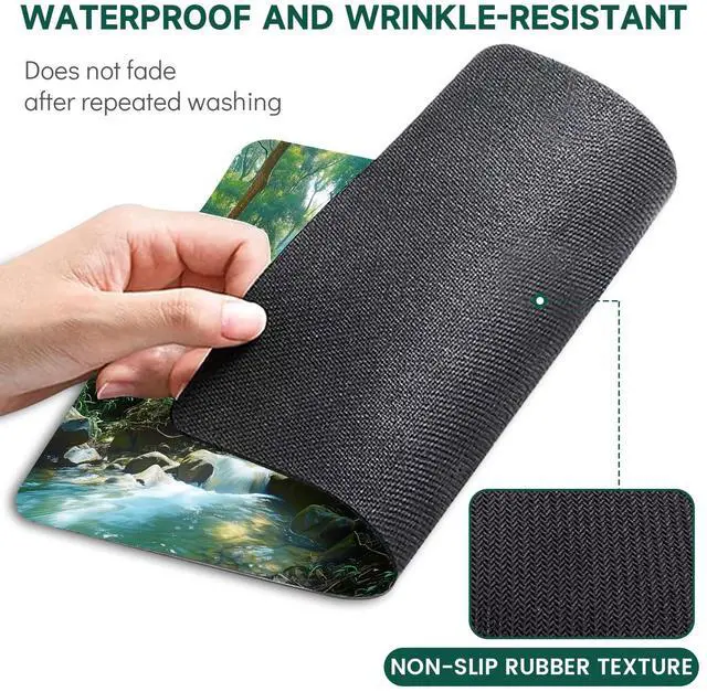 Alt view image 2 of 7 - Mouse Pad, Non-Slip Rubber Base Mouse Mat Waterproof Gaming Mouse Pad for Wireless Mouse, Computers Laptop Home Office (Waterfall)