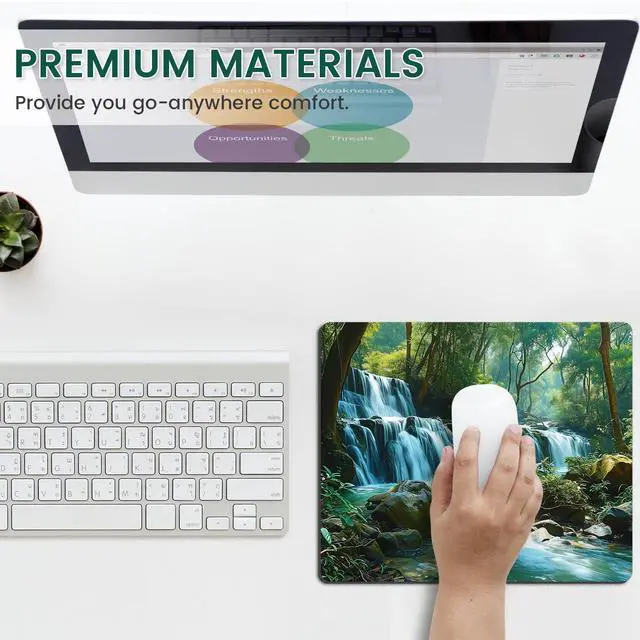 Alt view image 3 of 7 - Mouse Pad, Non-Slip Rubber Base Mouse Mat Waterproof Gaming Mouse Pad for Wireless Mouse, Computers Laptop Home Office (Waterfall)