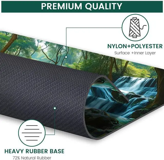 Alt view image 4 of 7 - Mouse Pad, Non-Slip Rubber Base Mouse Mat Waterproof Gaming Mouse Pad for Wireless Mouse, Computers Laptop Home Office (Waterfall)