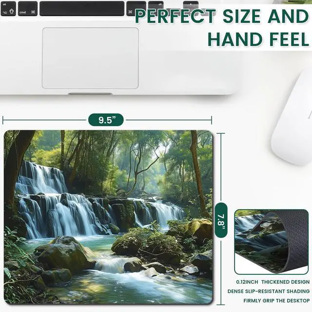 Alt view image 5 of 7 - Mouse Pad, Non-Slip Rubber Base Mouse Mat Waterproof Gaming Mouse Pad for Wireless Mouse, Computers Laptop Home Office (Waterfall)