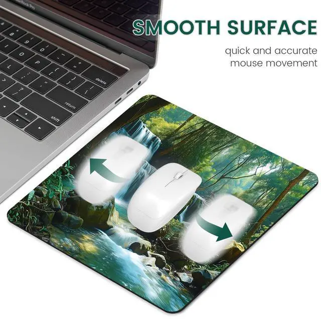 Alt view image 6 of 7 - Mouse Pad, Non-Slip Rubber Base Mouse Mat Waterproof Gaming Mouse Pad for Wireless Mouse, Computers Laptop Home Office (Waterfall)