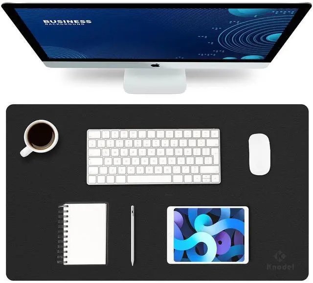 Main image of Small Office Leather Desk Mat, Mouse and Keyboard Pad, Computer and Laptop Mat, Desktop Protector and Cover, Writing Pad and Blotter (23.6"x13.8", Black)