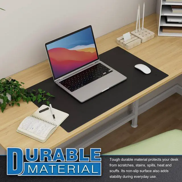 Alt view image 5 of 6 - Small Office Leather Desk Mat, Mouse and Keyboard Pad, Computer and Laptop Mat, Desktop Protector and Cover, Writing Pad and Blotter (23.6"x13.8", Black)