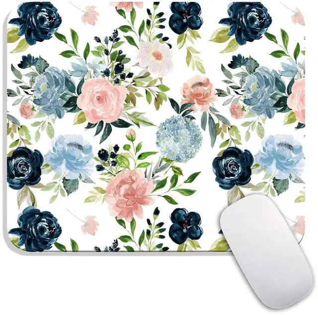 Main image of Square Mouse Pad Pretty Flowers, Personalized Premium-Textured Custom Mouse Mat Design, Washable Mousepad Cloth, Non-Slip Rubber Base Computer Mouse Pads for Wireless Mouse