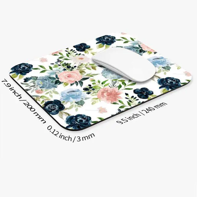 Alt view image 2 of 6 - Square Mouse Pad Pretty Flowers, Personalized Premium-Textured Custom Mouse Mat Design, Washable Mousepad Cloth, Non-Slip Rubber Base Computer Mouse Pads for Wireless Mouse