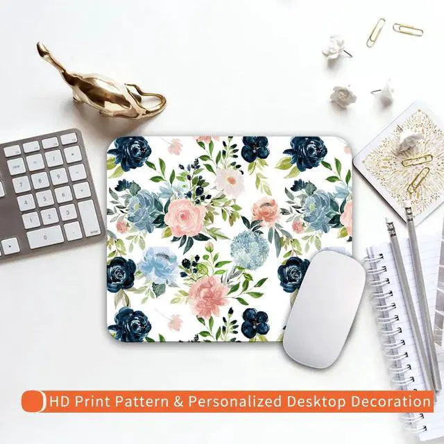 Alt view image 6 of 6 - Square Mouse Pad Pretty Flowers, Personalized Premium-Textured Custom Mouse Mat Design, Washable Mousepad Cloth, Non-Slip Rubber Base Computer Mouse Pads for Wireless Mouse