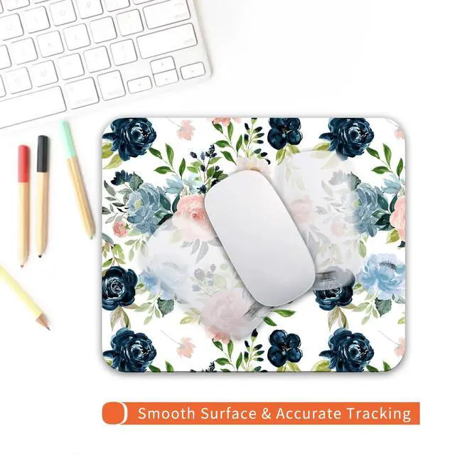 Alt view image 4 of 6 - Square Mouse Pad Pretty Flowers, Personalized Premium-Textured Custom Mouse Mat Design, Washable Mousepad Cloth, Non-Slip Rubber Base Computer Mouse Pads for Wireless Mouse