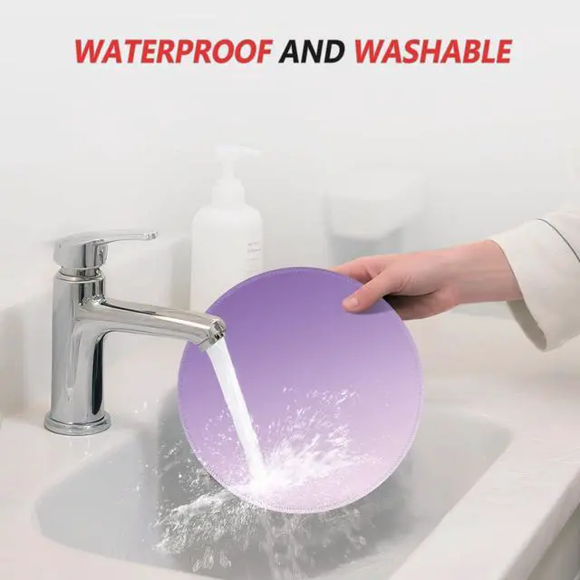 Alt view image 6 of 7 - Mouse Pad Non-Slip Rubber Base Smooth Surface Stitched Edges Waterproof Durable Compatible with All Mice for Office & Gaming, Desk Accessory, Diameter 8.7 inch, Lavender Gradient