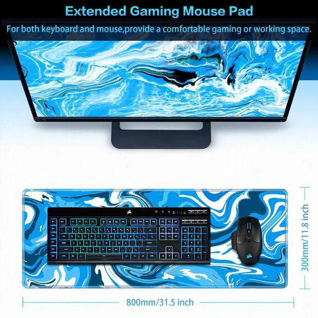 Alt view image 2 of 7 - Gaming Mouse Pad, Fluid Pattern Mouse Pad 31.5x11.8inch Large Extended Computer Mouse Mat Keyboard Full Desk Mousepad for Gaming, Office, Home