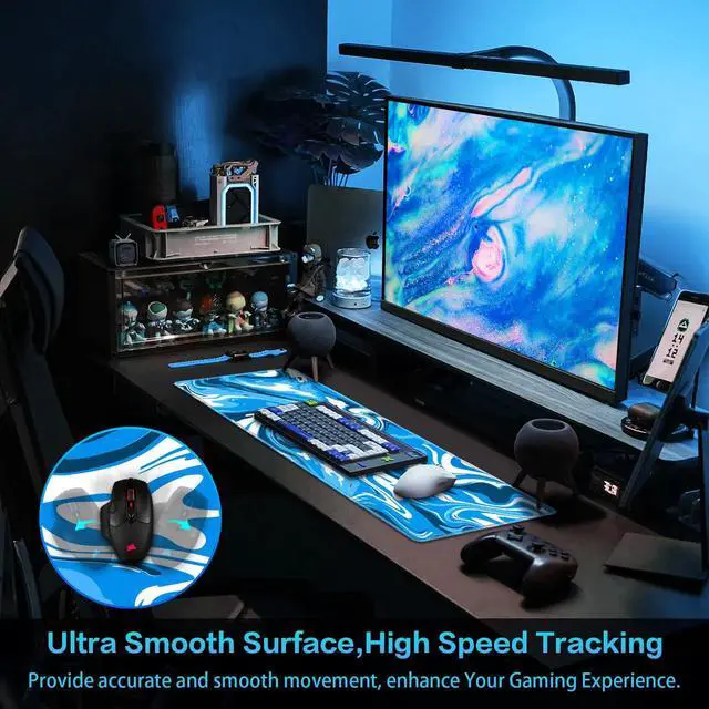 Alt view image 3 of 7 - Gaming Mouse Pad, Fluid Pattern Mouse Pad 31.5x11.8inch Large Extended Computer Mouse Mat Keyboard Full Desk Mousepad for Gaming, Office, Home