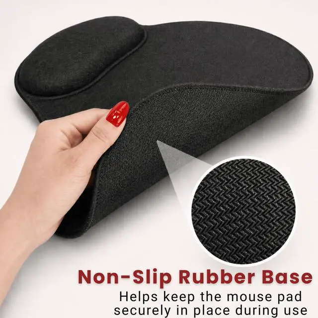 Alt view image 3 of 5 - MP-104B Ergonomic Mouse Pad with Wrist Rest, Black Desk Pad for Home Office, Laptop, and Computer Desk