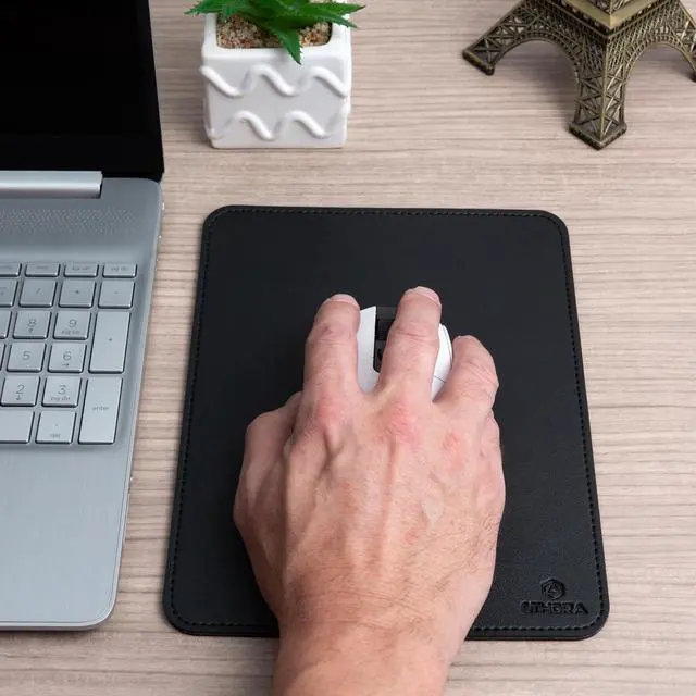 Alt view image 4 of 7 - : Faux Leather Mouse Pad Elegant & Waterproof | Synthetic Leather, Non-Slip Rubber Base, Stitched Edges | Ideal for Laptop, Office (Black, 7 x 9 Inches)