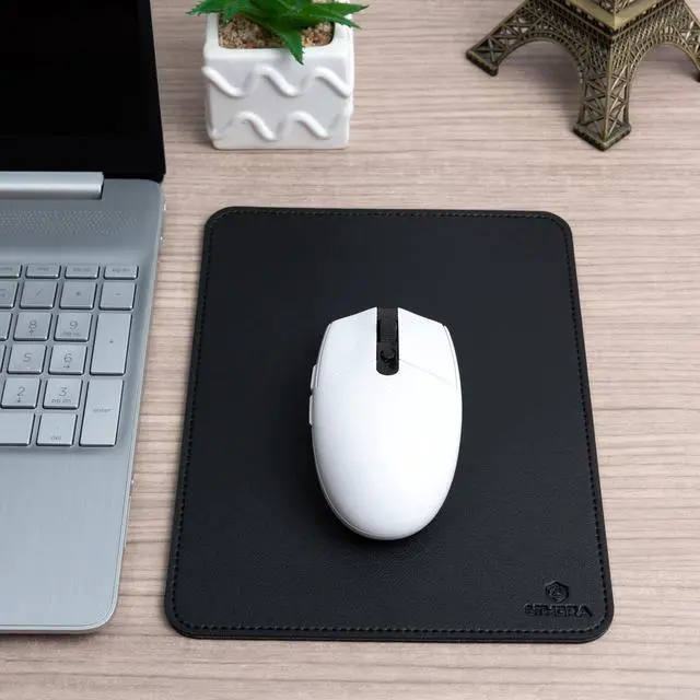 Alt view image 3 of 7 - : Faux Leather Mouse Pad Elegant & Waterproof | Synthetic Leather, Non-Slip Rubber Base, Stitched Edges | Ideal for Laptop, Office (Black, 7 x 9 Inches)