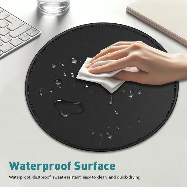 Alt view image 3 of 7 - 5-Pack Round Mouse Pads with Stitched Edge, Premium-Textured, Non-Slip, 8.7 x 8.7 x 0.12 Inch, Ideal for Office and Home Use, Black