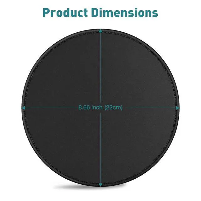 Alt view image 6 of 7 - 5-Pack Round Mouse Pads with Stitched Edge, Premium-Textured, Non-Slip, 8.7 x 8.7 x 0.12 Inch, Ideal for Office and Home Use, Black
