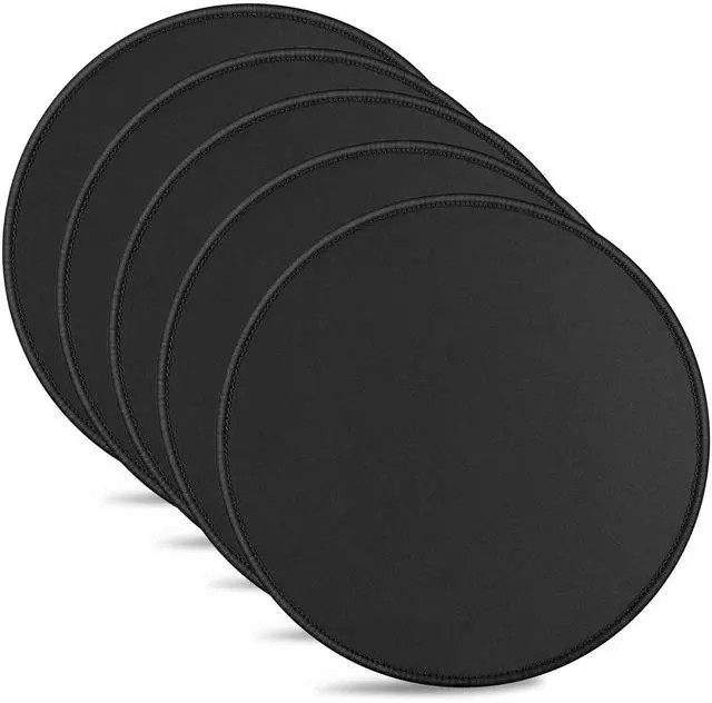 Main image of 5-Pack Round Mouse Pads with Stitched Edge, Premium-Textured, Non-Slip, 8.7 x 8.7 x 0.12 Inch, Ideal for Office and Home Use, Black