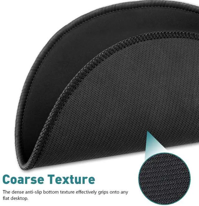 Alt view image 5 of 7 - 5-Pack Round Mouse Pads with Stitched Edge, Premium-Textured, Non-Slip, 8.7 x 8.7 x 0.12 Inch, Ideal for Office and Home Use, Black