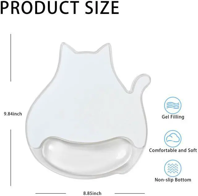 Alt view image 2 of 7 - Cute Cat Mouse Pad with Gel Wrist Support - Ergonomic Mouse Pad Office Accessories for Computer/Latop/Office/Home (White Cat)