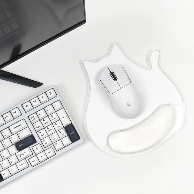 Main image of Cute Cat Mouse Pad with Gel Wrist Support - Ergonomic Mouse Pad Office Accessories for Computer/Latop/Office/Home (White Cat)