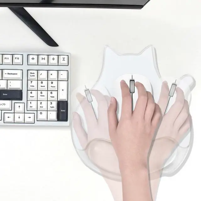Alt view image 5 of 7 - Cute Cat Mouse Pad with Gel Wrist Support - Ergonomic Mouse Pad Office Accessories for Computer/Latop/Office/Home (White Cat)