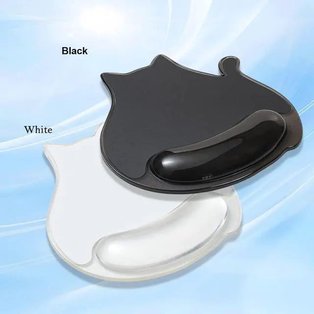 Alt view image 6 of 7 - Cute Cat Mouse Pad with Gel Wrist Support - Ergonomic Mouse Pad Office Accessories for Computer/Latop/Office/Home (White Cat)