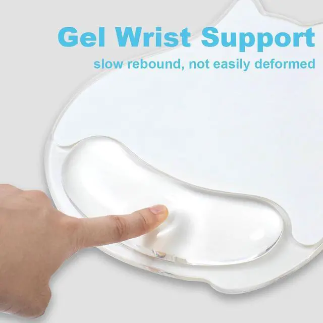 Alt view image 4 of 7 - Cute Cat Mouse Pad with Gel Wrist Support - Ergonomic Mouse Pad Office Accessories for Computer/Latop/Office/Home (White Cat)
