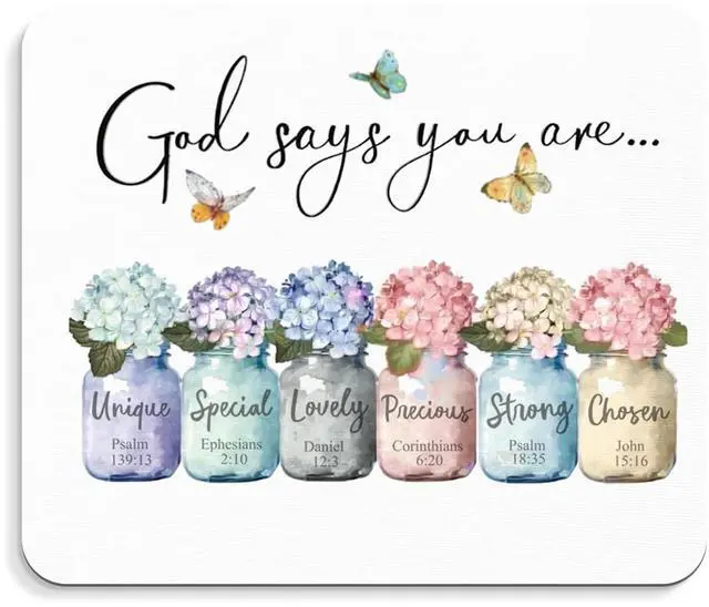 Main image of Inspirational Christian Mouse Pad - God Says You are Mousepad, Motivational Christian Office Mouse Pad, Bible Verse Desk Mousepad, Gifts for Employees, Coworker Gifts, 9.5x8 Inches