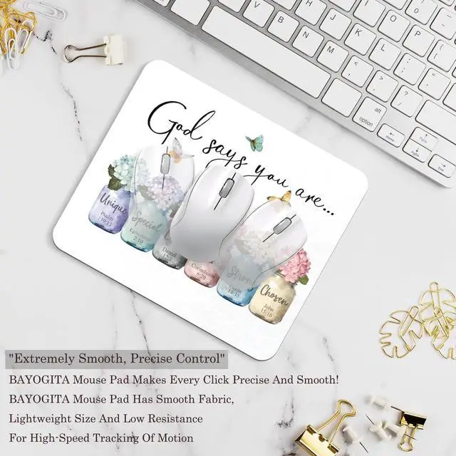 Alt view image 2 of 7 - Inspirational Christian Mouse Pad - God Says You are Mousepad, Motivational Christian Office Mouse Pad, Bible Verse Desk Mousepad, Gifts for Employees, Coworker Gifts, 9.5x8 Inches