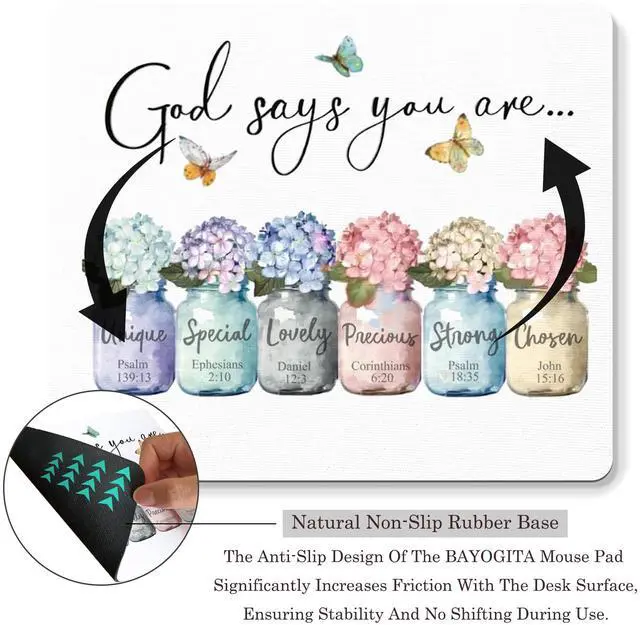Alt view image 6 of 7 - Inspirational Christian Mouse Pad - God Says You are Mousepad, Motivational Christian Office Mouse Pad, Bible Verse Desk Mousepad, Gifts for Employees, Coworker Gifts, 9.5x8 Inches