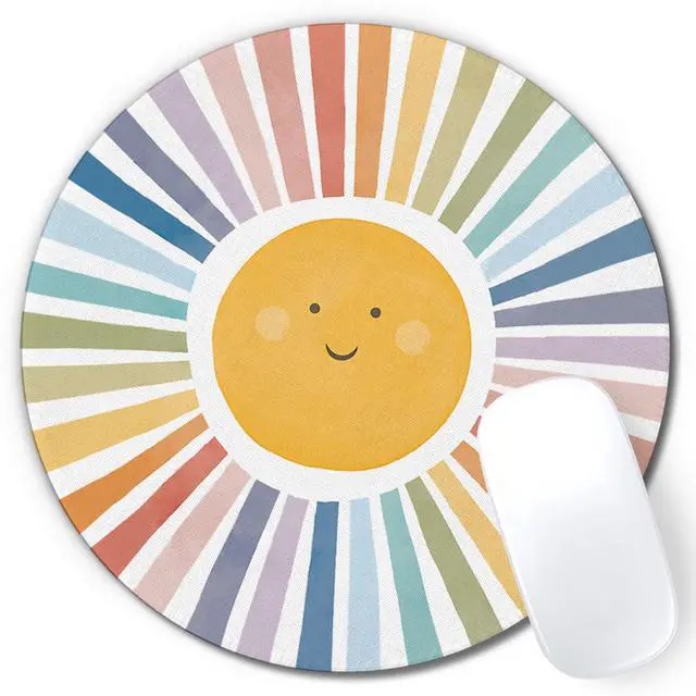 Main image of Boho Colorful Sunshine Rainbow Mouse Pad, Cute Sunshine Mouse Pads Mousepad for Desk Home Office Dorm Computers Laptop, Boho Office Supplies Desk Accessories, 7.9x7.9 Inch