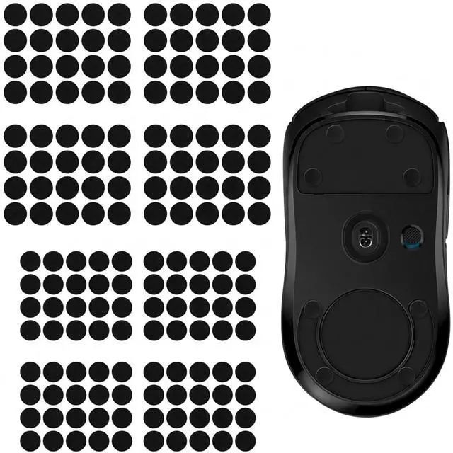Main image of 160 Pcs Mouse Slider Pads Replacement, PTFE Glide Dots 6mm and 7mm Universal Mouse Skates for Gaming Mouse and Office Mice, Smooth Glide Upgrade Compatible with Cloth or Hard Mousepads (Black)