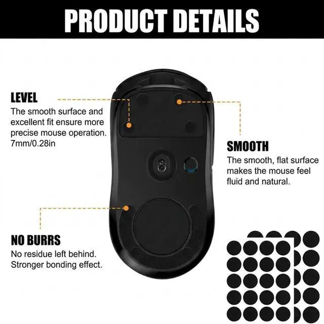 Alt view image 3 of 7 - 160 Pcs Mouse Slider Pads Replacement, PTFE Glide Dots 6mm and 7mm Universal Mouse Skates for Gaming Mouse and Office Mice, Smooth Glide Upgrade Compatible with Cloth or Hard Mousepads (Black)