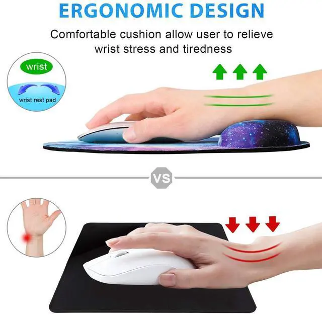 Alt view image 4 of 7 - Mouse Pad with Wrist Rest Support, Gel Cute Mouse Pads Non Slip Rubber Base Mousepad, Ergonomic Mouse Wrist Rest Pad for Laptop Computer Home Office Working Gaming Pain Relief, Nebula Galaxy