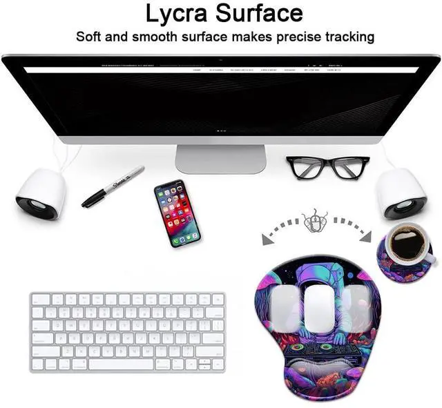 Alt view image 3 of 7 - Gel Wrist Rest Mouse Pad-Ergonomic Office Mousepad with Wrist Support-Non-Slip,Design Desk Accessories Mat for Home&Game Decor Cool Astronaut