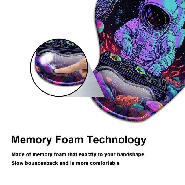 Alt view image 4 of 7 - Gel Wrist Rest Mouse Pad-Ergonomic Office Mousepad with Wrist Support-Non-Slip,Design Desk Accessories Mat for Home&Game Decor Cool Astronaut