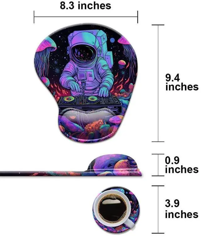 Alt view image 6 of 7 - Gel Wrist Rest Mouse Pad-Ergonomic Office Mousepad with Wrist Support-Non-Slip,Design Desk Accessories Mat for Home&Game Decor Cool Astronaut