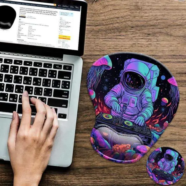 Alt view image 7 of 7 - Gel Wrist Rest Mouse Pad-Ergonomic Office Mousepad with Wrist Support-Non-Slip,Design Desk Accessories Mat for Home&Game Decor Cool Astronaut