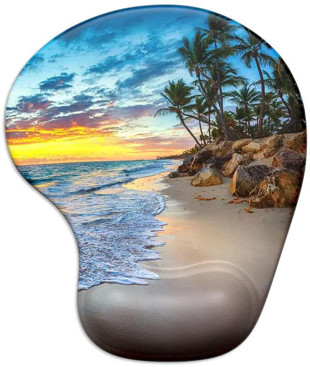 Main image of Ergonomic Mouse Pad with Gel Wrist Support Wrist Rest Smooth Surface Non-Slip PU Base Comfortable Office Supplies Pain Relief, 9.5 x 8 inches, Beach