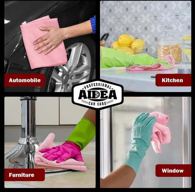 Alt view image 5 of 7 - Microfiber Cleaning Cloth Pink 10PK, Microfiber Towels for Cars, Premium Car Cloths, Dusting Cloth Lint Free Cleaning Rags for SUVs, House, Kitchen, Window, Workshops,12×12"