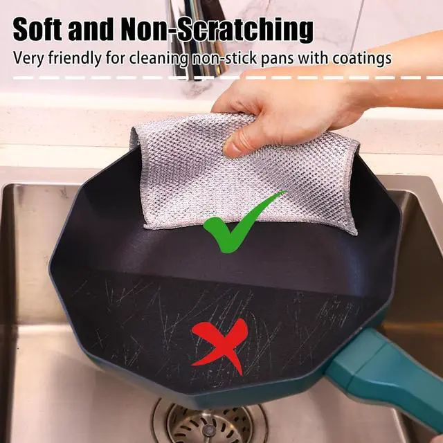 Alt view image 4 of 7 - 10 Pcs New Upgrade Steel Wire Dishcloth,Double-Layer Steel Wire Cleaning Cloth,Powerful Cleaning Non-Scratch Wire Dishcloth Rag for Cookware, Sinks, Dishes, Stove Tops