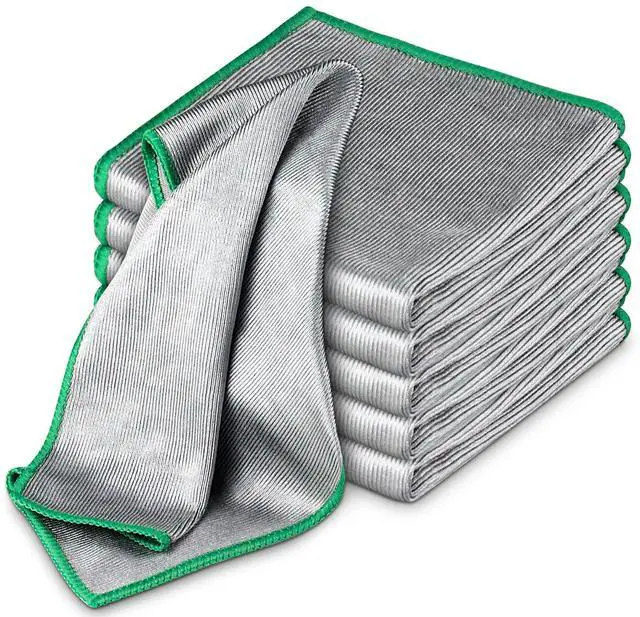 Main image of Glass Polishing Cloth Streak Free Miracle Cleaning Cloth Lint Free Microfiber Cleaning Rags for Glasses Kitchen Dish Mirrors Easy Clean, Pack of 6, 12" x 12"