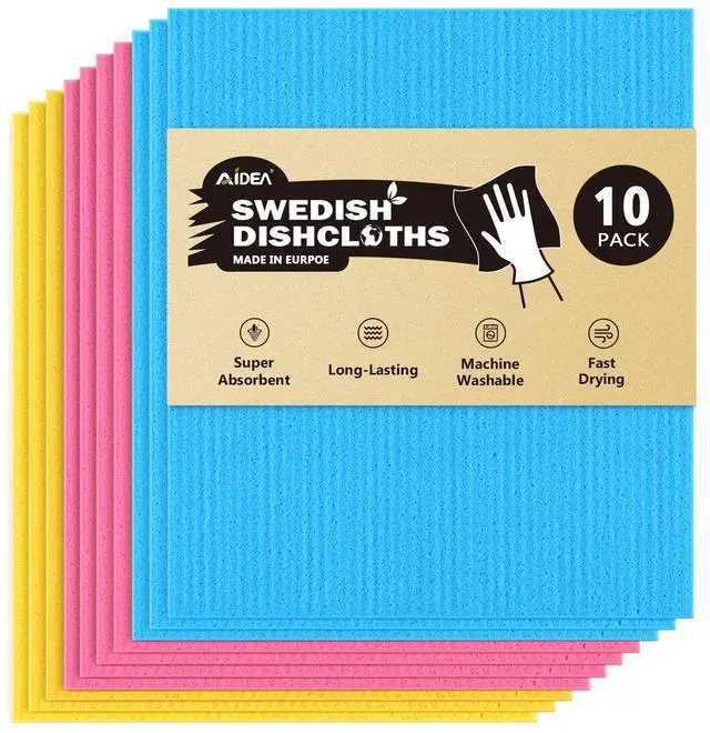 Main image of Swedish Dish Cloth, 10PK, Swedish Dishcloths for Kitchen, Reusable Paper Towels Washable, Sponge Cloths Kitchen, Absorbent Dish Rags, Dish Towels Cloth, 7"x6"