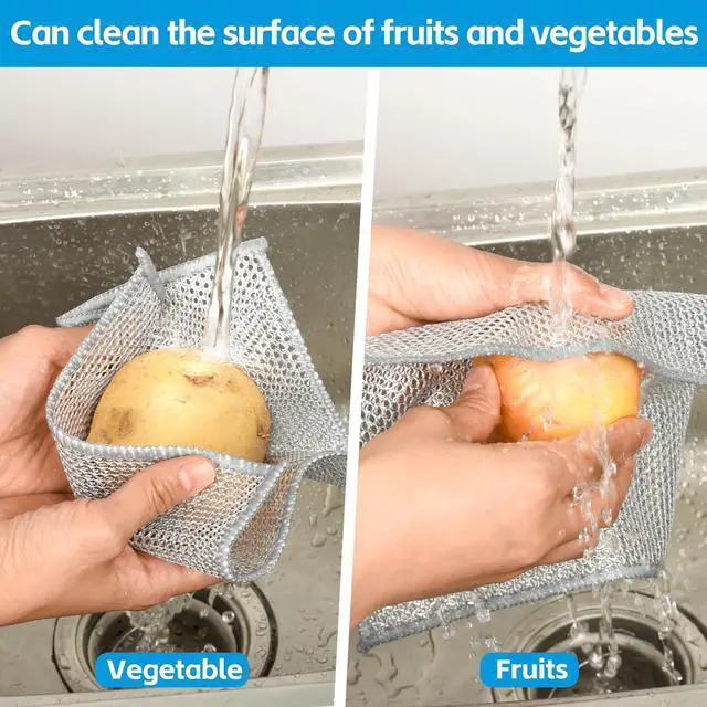 Alt view image 3 of 7 - 12Pack Multipurpose Wire Dishwashing Rags, Upgrade Non Scratch Wire Dishcloth, Silver Mesh Dish Cloths, Reusable Metal Mesh Cleaning Cloths, Steel Scrub Rags for Kitchen/Stove/Oven/Bath
