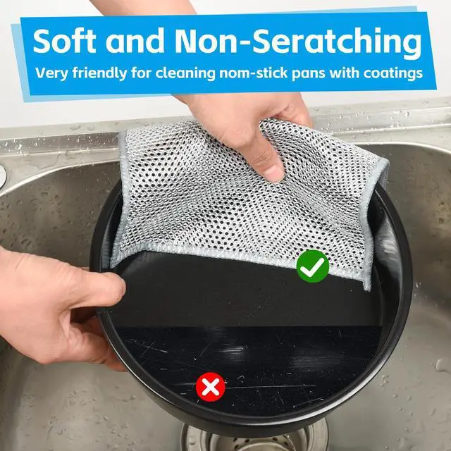 Alt view image 5 of 7 - 12Pack Multipurpose Wire Dishwashing Rags, Upgrade Non Scratch Wire Dishcloth, Silver Mesh Dish Cloths, Reusable Metal Mesh Cleaning Cloths, Steel Scrub Rags for Kitchen/Stove/Oven/Bath