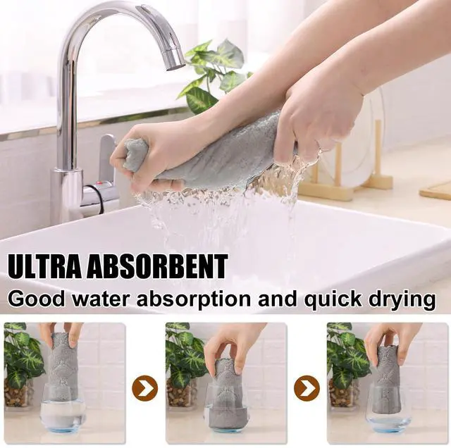 Alt view image 3 of 7 - 12 Pack Kitchen Dish Cloths (10 x 10 Inches, Grey), Super Soft and Absorbent Coral Velvet Dish Towels, Nonstick Oil Fast Drying Microfiber Cleaning Cloth, No Lint Household Dishcloths